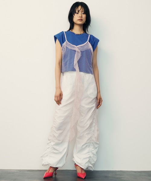 uyu.(ウユ)の「Mesh Sheer Ruffle Cami Dress / メッシュシアーフリルキャミワンピース【uyu./ウユ】(ワンピース・レディース・ブラック/ピンク・FREE)」の18枚目の写真