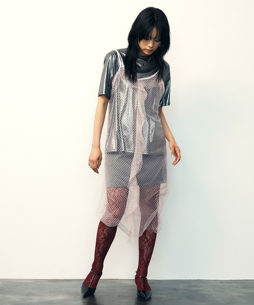 uyu.(ウユ)の「Mesh Sheer Ruffle Cami Dress / メッシュシアーフリルキャミワンピース【uyu./ウユ】(ワンピース・レディース・ブラック/ピンク・FREE)」の12枚目の写真