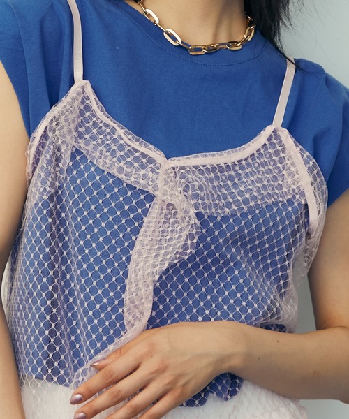 uyu.(ウユ)の「Mesh Sheer Ruffle Cami Dress / メッシュシアーフリルキャミワンピース【uyu./ウユ】(ワンピース・レディース・ブラック/ピンク・FREE)」の10枚目の写真