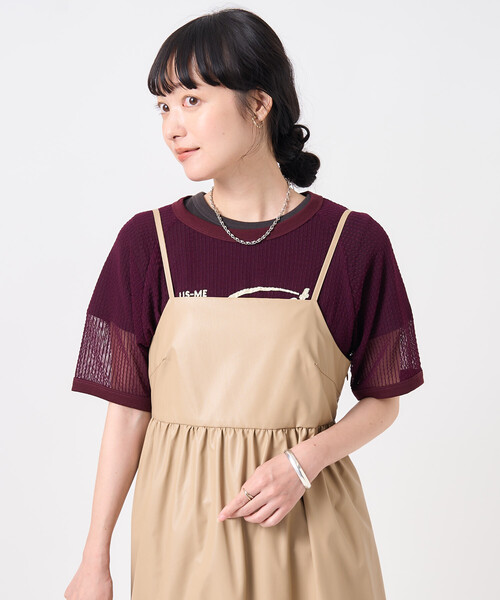 FREAK'S STORE（フリークスストア）の「フェイクレザー バックリボン キャミワンピース（ワンピース・レディース・ベージュ/ブラック・ﾌﾘ-）」の12枚目の写真