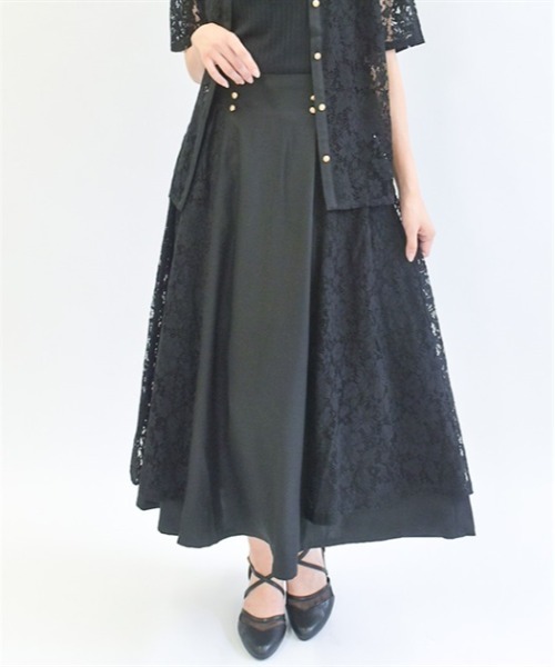 axes femme（アクシーズファム）の「サイドレーススカート（スカート・レディース・ブラック/キナリ/グリーン・FREE）」の3枚目の写真