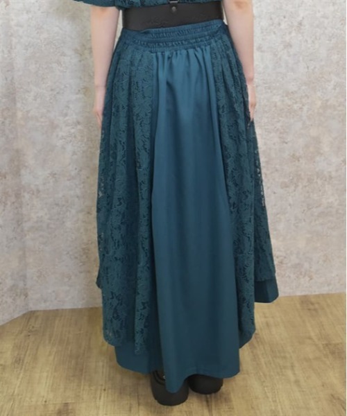 axes femme（アクシーズファム）の「サイドレーススカート（スカート・レディース・ブラック/キナリ/グリーン・FREE）」の5枚目の写真