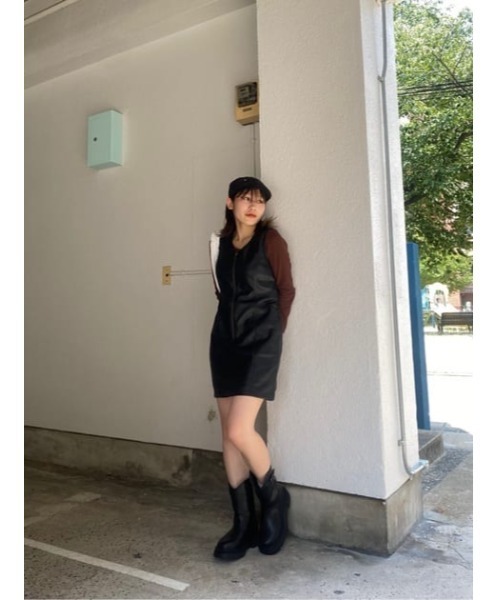 LAGUA GEM（ラグアジェム）の「LAGUA LOGO RIB トップス（Tシャツ/カットソー・レディース・ブラック/ホワイト/ブラウン/ブルー/杢グレー・FREE）」の16枚目の写真