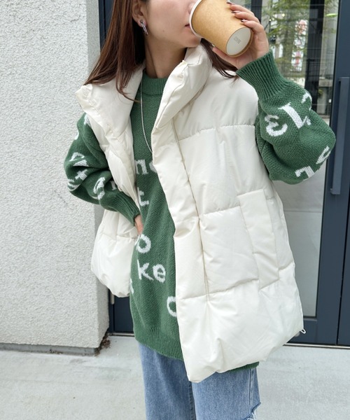 wears(ウェアーズ)の「スタンドカラーフェイクダウン/中綿オーバーサイズベスト(ダウンベスト・レディース・ブラック/アイボリー・L/M/S)」の14枚目の写真