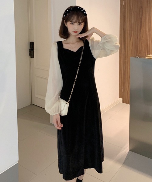 ❤️ロングゴシックワンピース　フレアスリーブパーティー用 ❤️ロングゴシックワンピース フレアスリーブパーティー用