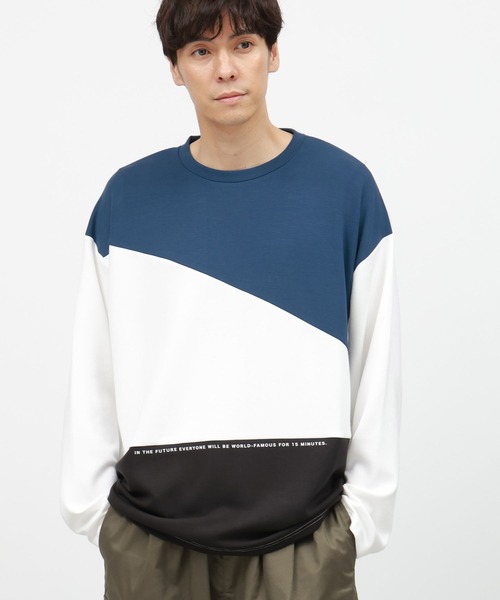 LAKOLE(ラコレ)の「ライトダンボール切替長袖T / 143004(Tシャツ/カットソー・メンズ・ホワイト/アクア/ブラック・MEDIUM/LARGE/X-LARGE)」の3枚目の写真