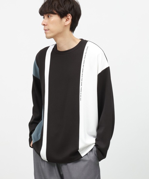 LAKOLE(ラコレ)の「ライトダンボール切替長袖T / 143004(Tシャツ/カットソー・メンズ・ホワイト/アクア/ブラック・MEDIUM/LARGE/X-LARGE)」の2枚目の写真
