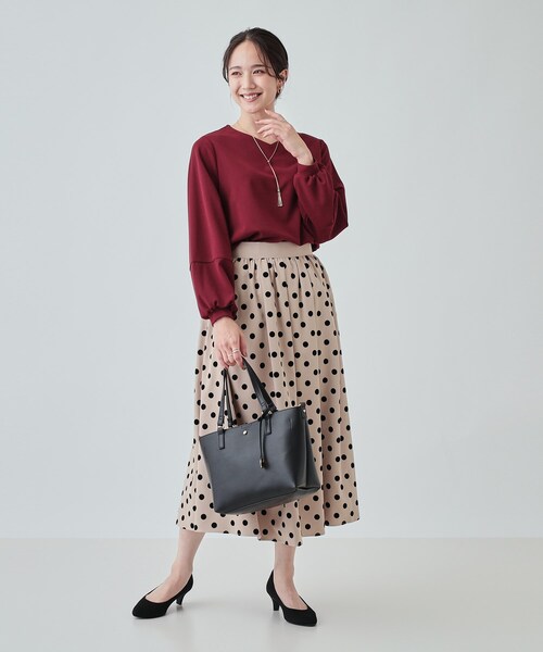 DRESKIP（ドレスキップ）の「◆【2点セット】大人の上品シルエット アクセサリー付き お袖切替トップス（シャツ/ブラウス・レディース・ブラック/ライトベージュ/ボルドー/サンドベージュ・04/02/03）」の7枚目の写真