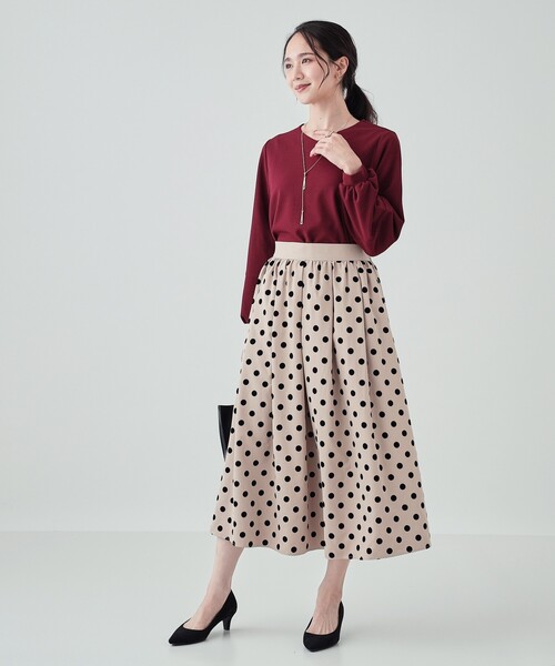 DRESKIP（ドレスキップ）の「◆【2点セット】大人の上品シルエット アクセサリー付き お袖切替トップス（シャツ/ブラウス・レディース・ブラック/ライトベージュ/ボルドー/サンドベージュ・04/02/03）」の8枚目の写真