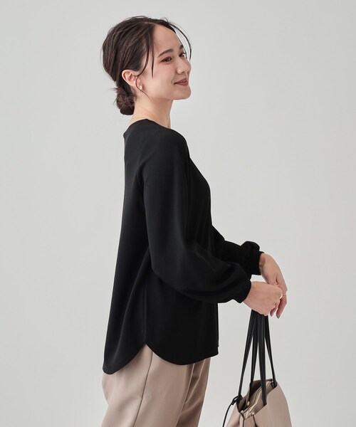 DRESKIP（ドレスキップ）の「◆【2点セット】大人の上品シルエット アクセサリー付き お袖切替トップス（シャツ/ブラウス・レディース・ブラック/ライトベージュ/ボルドー/サンドベージュ・04/02/03）」の11枚目の写真