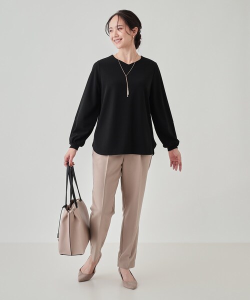 DRESKIP（ドレスキップ）の「◆【2点セット】大人の上品シルエット アクセサリー付き お袖切替トップス（シャツ/ブラウス・レディース・ブラック/ライトベージュ/ボルドー/サンドベージュ・04/02/03）」の12枚目の写真