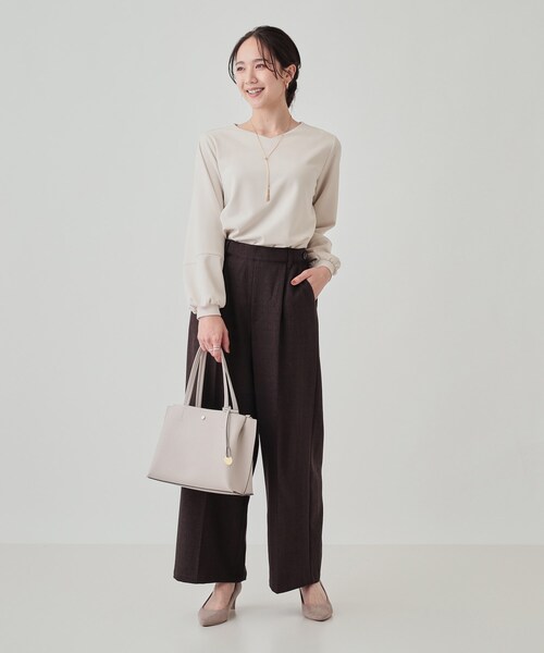 DRESKIP（ドレスキップ）の「◆【2点セット】大人の上品シルエット アクセサリー付き お袖切替トップス（シャツ/ブラウス・レディース・ブラック/ライトベージュ/ボルドー/サンドベージュ・04/02/03）」の16枚目の写真