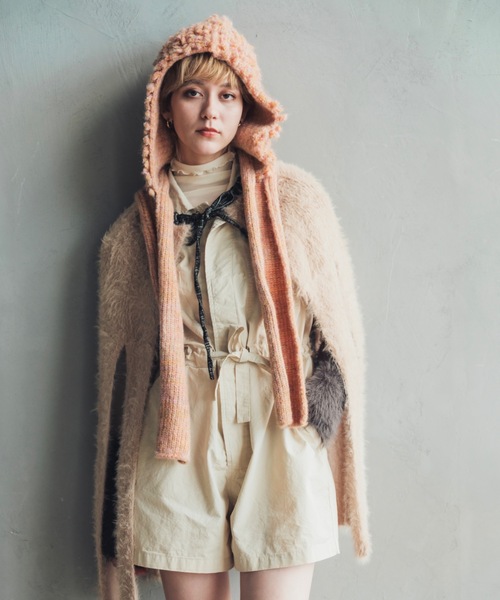 ORIENT MILLINERY（オリエント ミリナリー）の「≪HAND KNIT≫ PIGMO KNIT HOODIE（ニットキャップ/ビーニー・レディース・アイボリー/ブラック/ブルー/ベージュ/イエロー系/コーラル・FREE）」の6枚目の写真