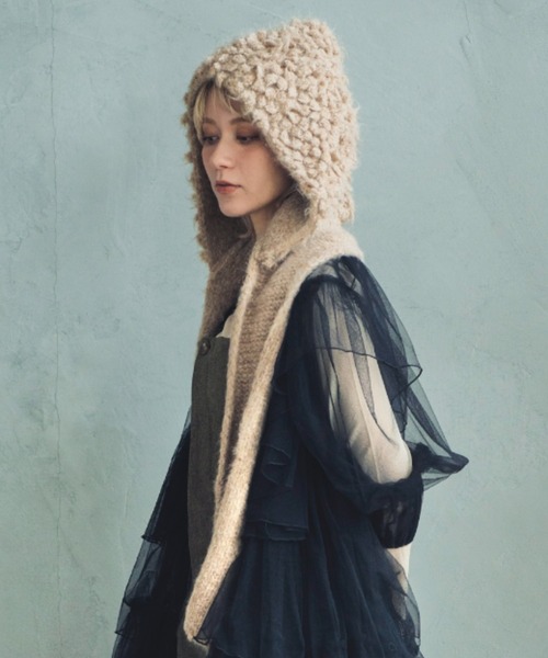 ORIENT MILLINERY PIGMO KNIT HOODIE アイボリー ORIENT MILLINERY ニット帽 ニットキャップ 「HAND KNIT」 PIGMO KNIT