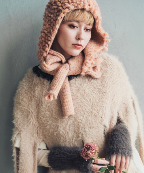 ≪HAND KNIT≫ PIGMO KNIT HOODIE（ニットキャップ/ビーニー）｜ORIENT