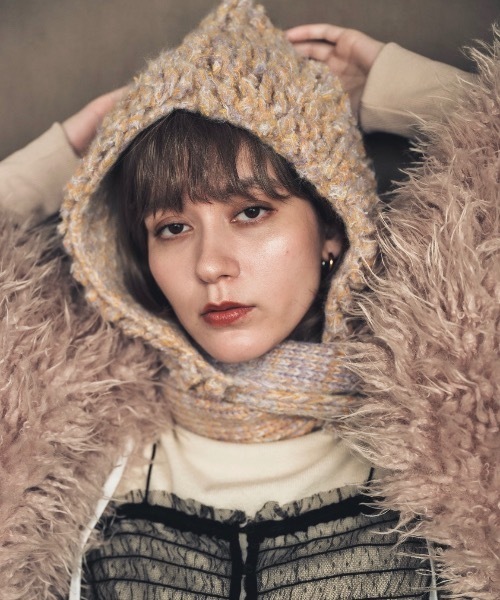 ≪HAND KNIT≫ PIGMO KNIT HOODIE（ニットキャップ/ビーニー）｜ORIENT