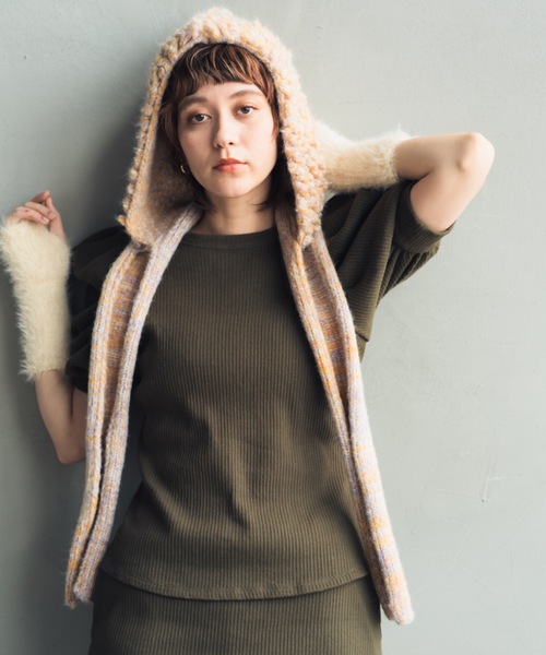 ≪HAND KNIT≫ PIGMO KNIT HOODIE（ニットキャップ/ビーニー）｜ORIENT