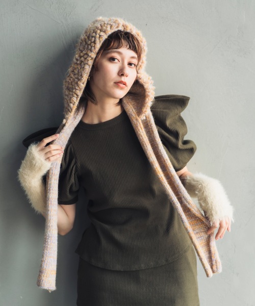 ≪HAND KNIT≫ PIGMO KNIT HOODIE（ニットキャップ/ビーニー）｜ORIENT