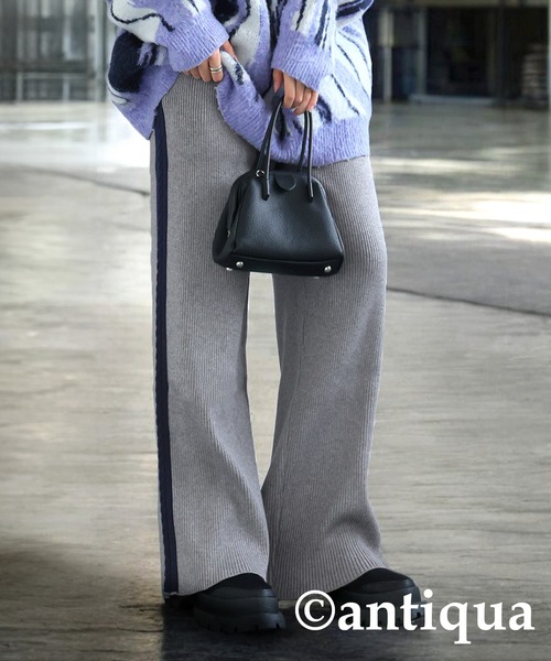 サイドラインニットパンツ（その他パンツ）｜antiqua
