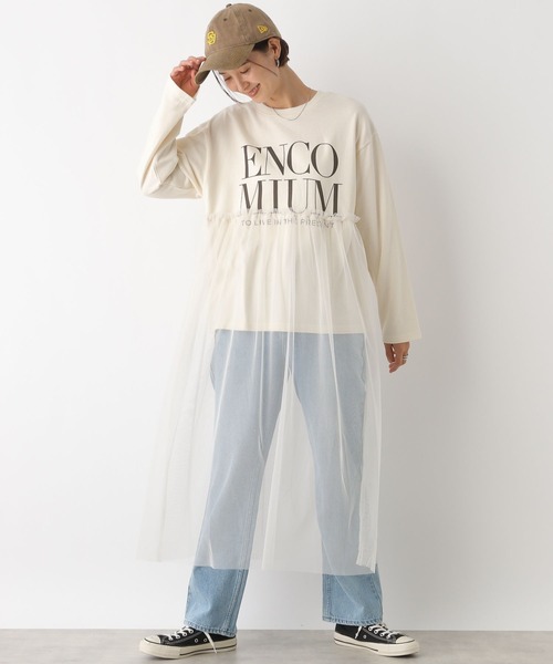 LEPSIM（レプシィム）の「ロゴチュールレイヤー長袖ワンピース　147309（ワンピース・レディース・ブラック/オフホワイト/チャコールグレー・FREE）」の2枚目の写真