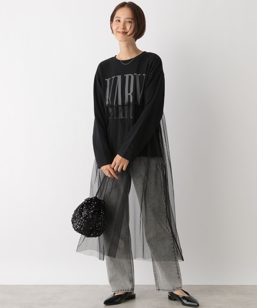 LEPSIM（レプシィム）の「ロゴチュールレイヤー長袖ワンピース　147309（ワンピース・レディース・ブラック/オフホワイト/チャコールグレー・FREE）」の3枚目の写真