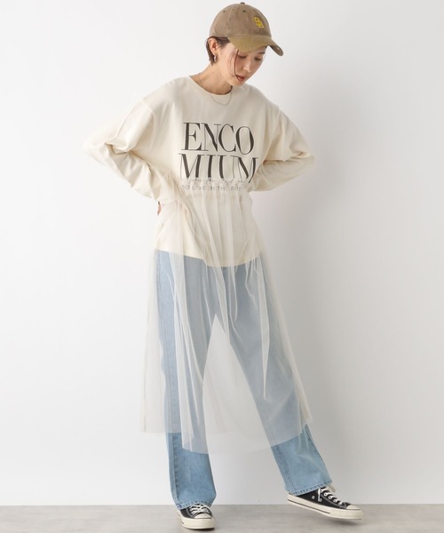 LEPSIM（レプシィム）の「ロゴチュールレイヤー長袖ワンピース　147309（ワンピース・レディース・ブラック/オフホワイト/チャコールグレー・FREE）」の8枚目の写真