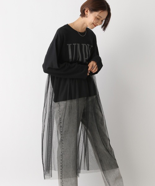 LEPSIM（レプシィム）の「ロゴチュールレイヤー長袖ワンピース　147309（ワンピース・レディース・ブラック/オフホワイト/チャコールグレー・FREE）」の9枚目の写真