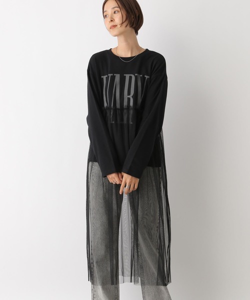 LEPSIM（レプシィム）の「ロゴチュールレイヤー長袖ワンピース　147309（ワンピース・レディース・ブラック/オフホワイト/チャコールグレー・FREE）」の10枚目の写真