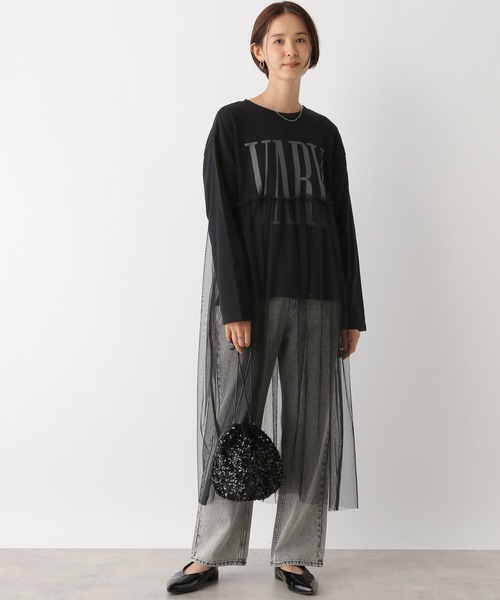 LEPSIM（レプシィム）の「ロゴチュールレイヤー長袖ワンピース　147309（ワンピース・レディース・ブラック/オフホワイト/チャコールグレー・FREE）」の11枚目の写真