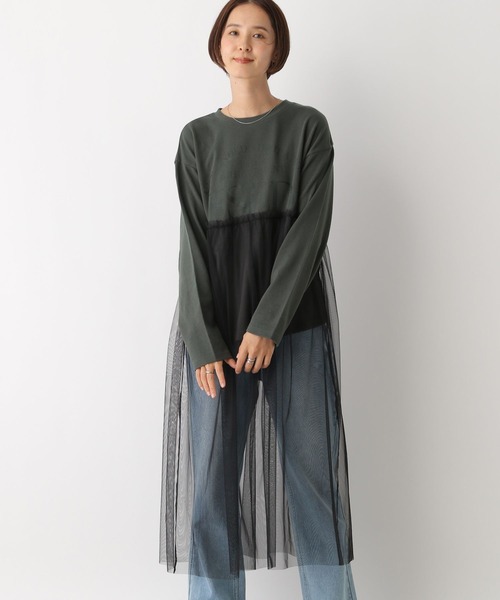 LEPSIM（レプシィム）の「ロゴチュールレイヤー長袖ワンピース　147309（ワンピース・レディース・ブラック/オフホワイト/チャコールグレー・FREE）」の14枚目の写真