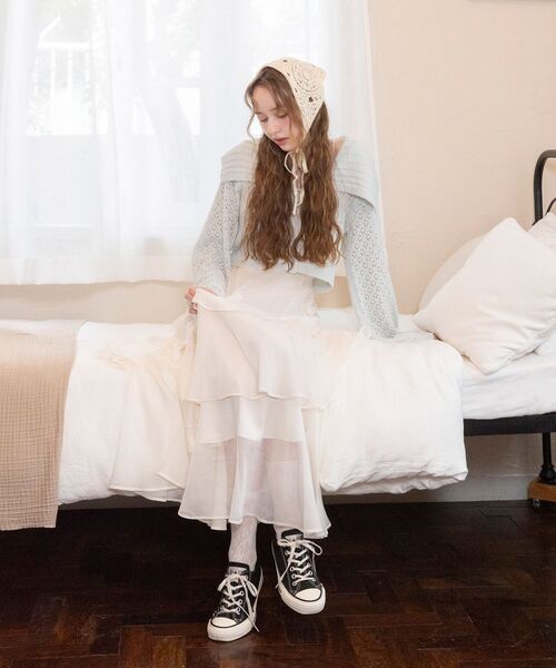 MAJESTIC LEGON（マジェスティックレゴン）の「クロシェバブーシュカ（その他ヘアアクセサリー・レディース・アイボリー・FREE）」の2枚目の写真