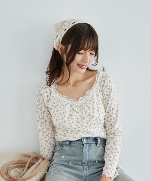 MAJESTIC LEGON（マジェスティックレゴン）の「クロシェバブーシュカ（その他ヘアアクセサリー・レディース・アイボリー・FREE）」の5枚目の写真