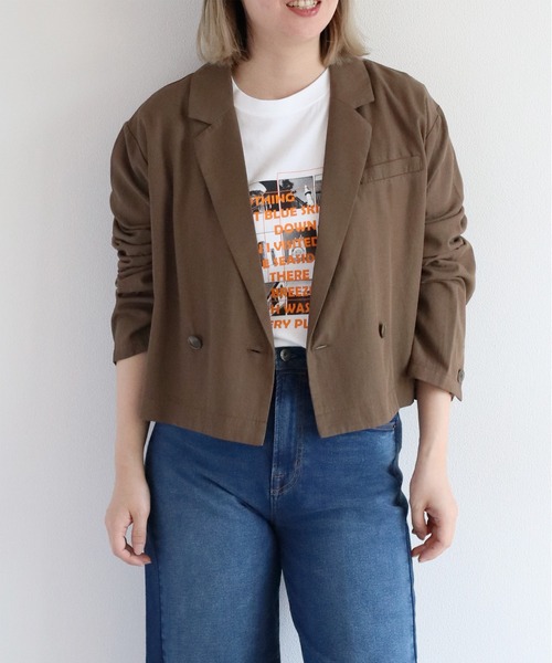 cepo（セポ）の「ショート丈イージーテーラードダブルジャケット（テーラードジャケット・レディース・ブラック/ブラウン・M）」の15枚目の写真