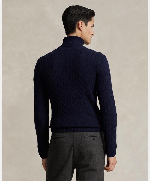 POLO RALPH LAUREN（ポロ ラルフ ローレン）の「ケーブル ウールカシミヤ タートルネック セーター（ニット/セーター・メンズ・ブルー・L/M/S/XL/XS/XXL）」の4枚目の写真