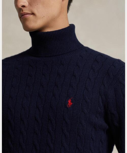 POLO RALPH LAUREN（ポロ ラルフ ローレン）の「ケーブル ウールカシミヤ タートルネック セーター（ニット/セーター・メンズ・ブルー・L/M/S/XL/XS/XXL）」の5枚目の写真