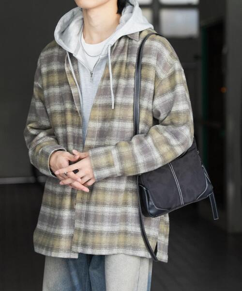 SENSE OF PLACE by URBAN RESEARCH（センスオブプレイスバイアーバンリサーチ）の「『ユニセックス』ヘビーネルオンブレーチェックシャツ（シャツ/ブラウス・メンズ・ライトベージュ/バーガンディー/ネイビー・LARGE/MEDIUM）」の22枚目の写真