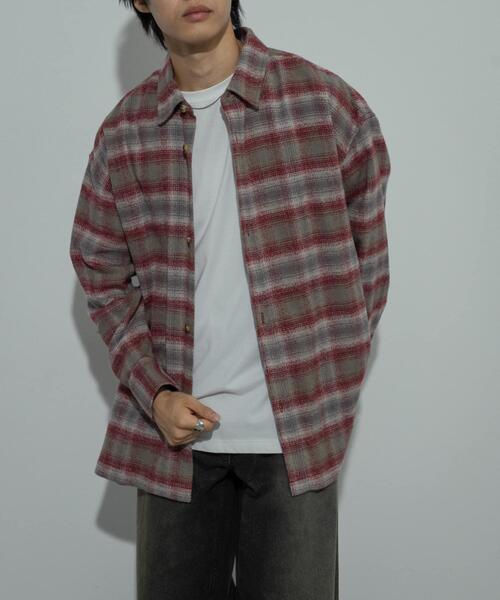 SENSE OF PLACE by URBAN RESEARCH（センスオブプレイスバイアーバンリサーチ）の「『ユニセックス』ヘビーネルオンブレーチェックシャツ（シャツ/ブラウス・メンズ・ライトベージュ/バーガンディー/ネイビー・LARGE/MEDIUM）」の10枚目の写真