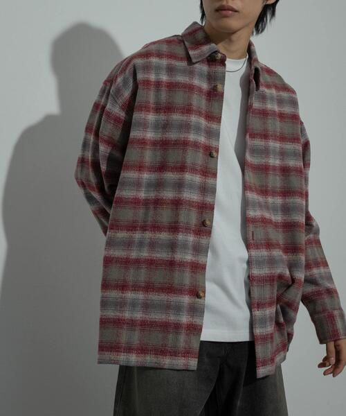 SENSE OF PLACE by URBAN RESEARCH（センスオブプレイスバイアーバンリサーチ）の「『ユニセックス』ヘビーネルオンブレーチェックシャツ（シャツ/ブラウス・メンズ・ライトベージュ/バーガンディー/ネイビー・LARGE/MEDIUM）」の11枚目の写真