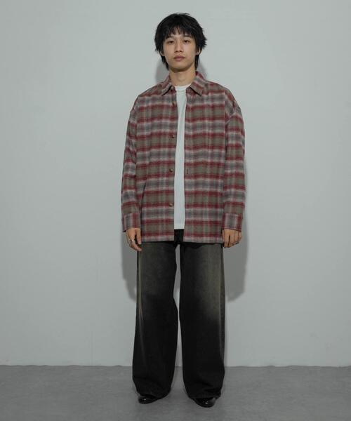 SENSE OF PLACE by URBAN RESEARCH（センスオブプレイスバイアーバンリサーチ）の「『ユニセックス』ヘビーネルオンブレーチェックシャツ（シャツ/ブラウス・メンズ・ライトベージュ/バーガンディー/ネイビー・LARGE/MEDIUM）」の12枚目の写真