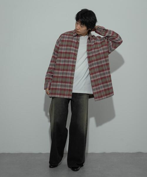SENSE OF PLACE by URBAN RESEARCH（センスオブプレイスバイアーバンリサーチ）の「『ユニセックス』ヘビーネルオンブレーチェックシャツ（シャツ/ブラウス・メンズ・ライトベージュ/バーガンディー/ネイビー・LARGE/MEDIUM）」の13枚目の写真