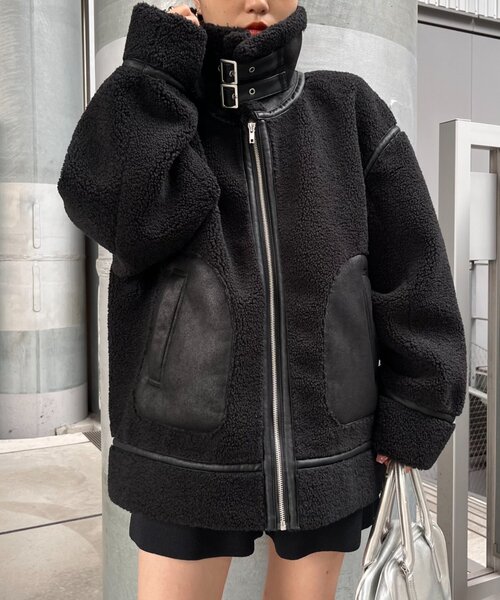 CIAOPANIC TYPY（チャオパニックティピー）の「【WEB限定】ボアB-3ジャケット（ムートンコート・レディース・ベージュ/ブラック・ONE SIZE）」の16枚目の写真