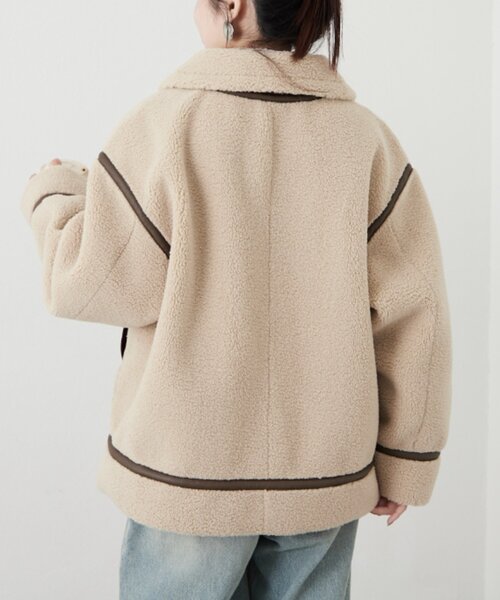 CIAOPANIC TYPY（チャオパニックティピー）の「【WEB限定】ボアB-3ジャケット（ムートンコート・レディース・ベージュ/ブラック・ONE SIZE）」の20枚目の写真