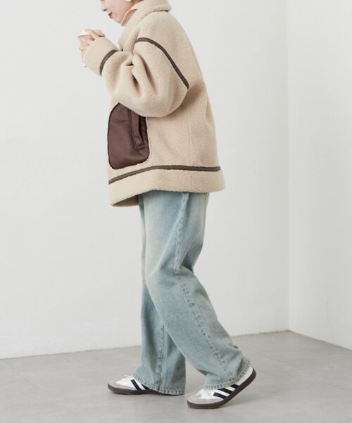 CIAOPANIC TYPY（チャオパニックティピー）の「【WEB限定】ボアB-3ジャケット（ムートンコート・レディース・ベージュ/ブラック・ONE SIZE）」の15枚目の写真