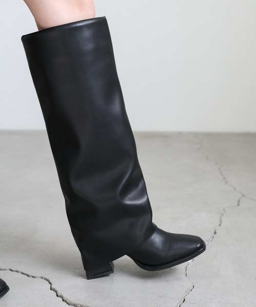 select MOCA（セレクトモカ）の「レイヤードロングブーツ（ブーツ・レディース・ブラック/ベージュ・SMALL/MEDIUM/LARGE）」の8枚目の写真