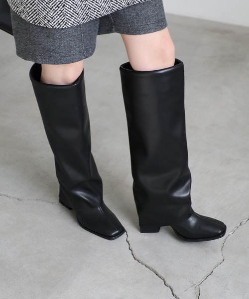 select MOCA（セレクトモカ）の「レイヤードロングブーツ（ブーツ・レディース・ブラック/ベージュ・SMALL/MEDIUM/LARGE）」の11枚目の写真