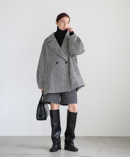 select MOCA（セレクトモカ）の「レイヤードロングブーツ（ブーツ・レディース・ブラック/ベージュ・SMALL/MEDIUM/LARGE）」の3枚目の写真