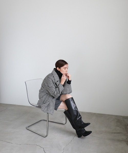 select MOCA（セレクトモカ）の「レイヤードロングブーツ（ブーツ・レディース・ブラック/ベージュ・SMALL/MEDIUM/LARGE）」の9枚目の写真