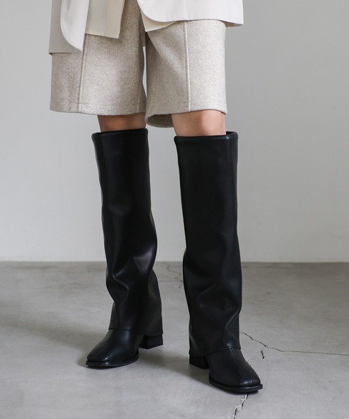 select MOCA（セレクトモカ）の「レイヤードロングブーツ（ブーツ・レディース・ブラック/ベージュ・SMALL/MEDIUM/LARGE）」の21枚目の写真