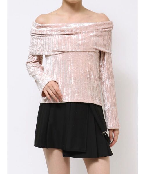 EATME（イートミー）の「ベロアプリーツTOP（Tシャツ/カットソー・レディース・ブラック/アイボリー/ピンク・FREE）」の3枚目の写真