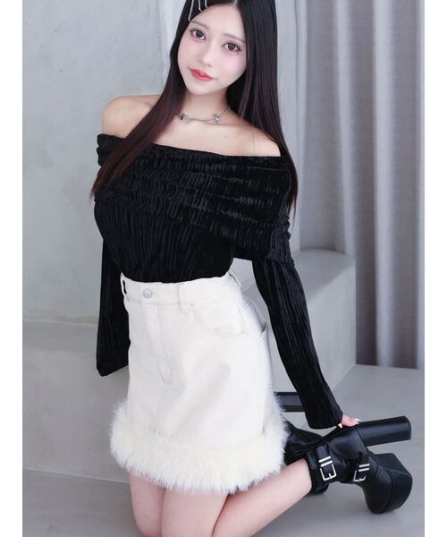 EATME（イートミー）の「ベロアプリーツTOP（Tシャツ/カットソー・レディース・ブラック/アイボリー/ピンク・FREE）」の4枚目の写真